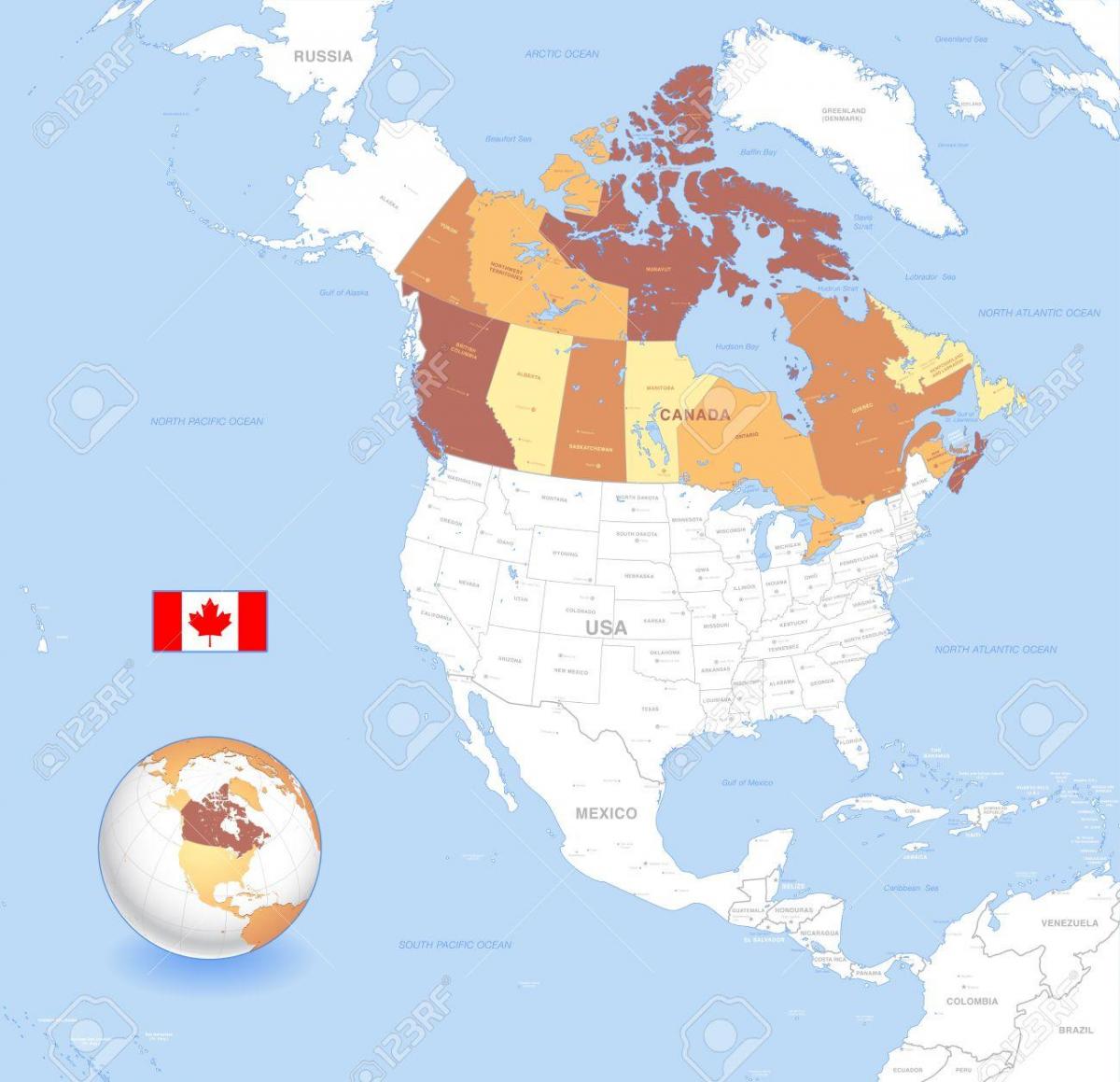 Kanada globe map