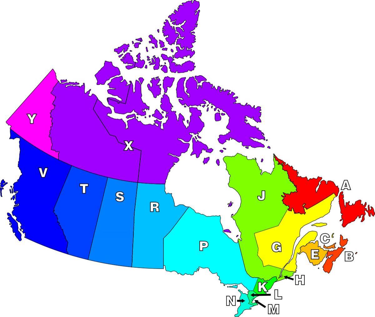 Kanada psč mapu