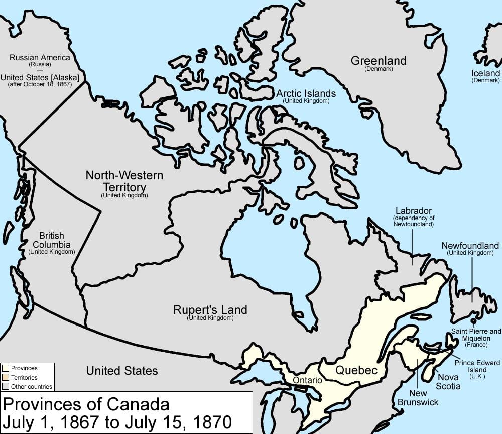 mapa Kanada 1867