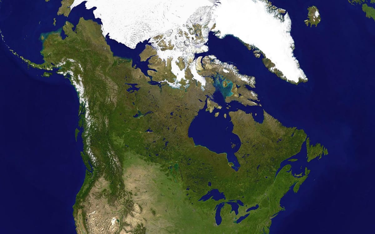 satelitní mapa Kanady
