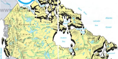 Mapa Kanady a jezer