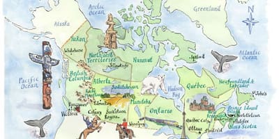 Kanada mapa turistických míst