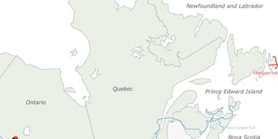 Mapa východní pobřeží a Kanadě